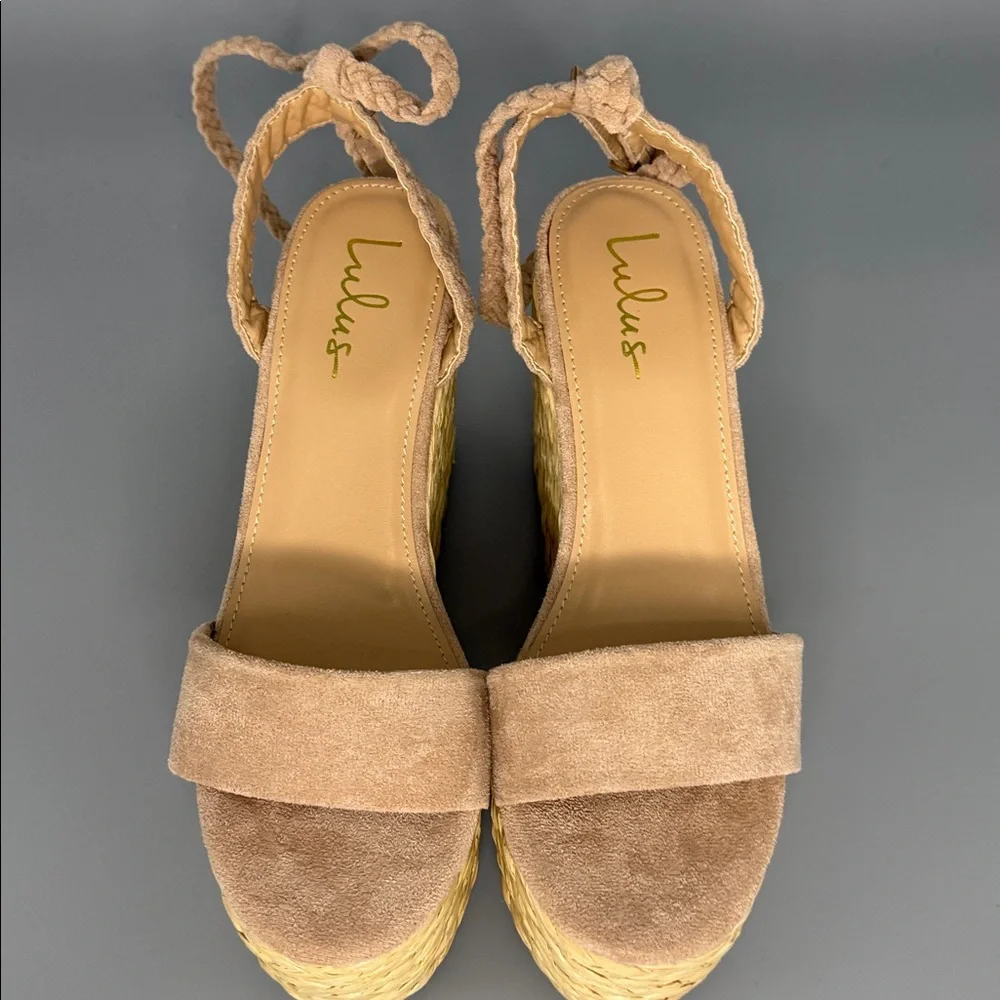 Lulus | Sz 7.5 Braided Espadrille Platform‎ Wedge Sandals
